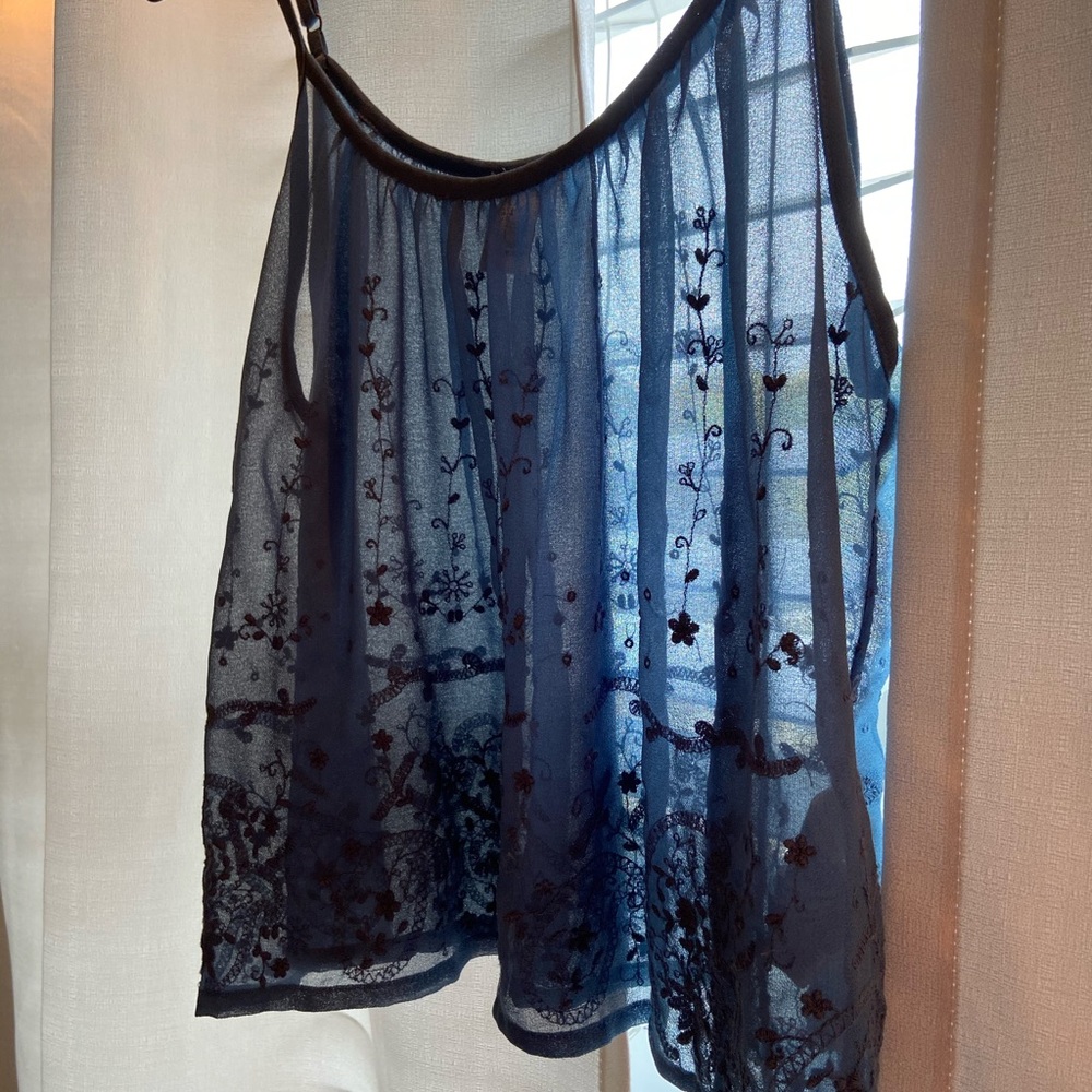Transparent Blue Staple Piece Crop Tank Top